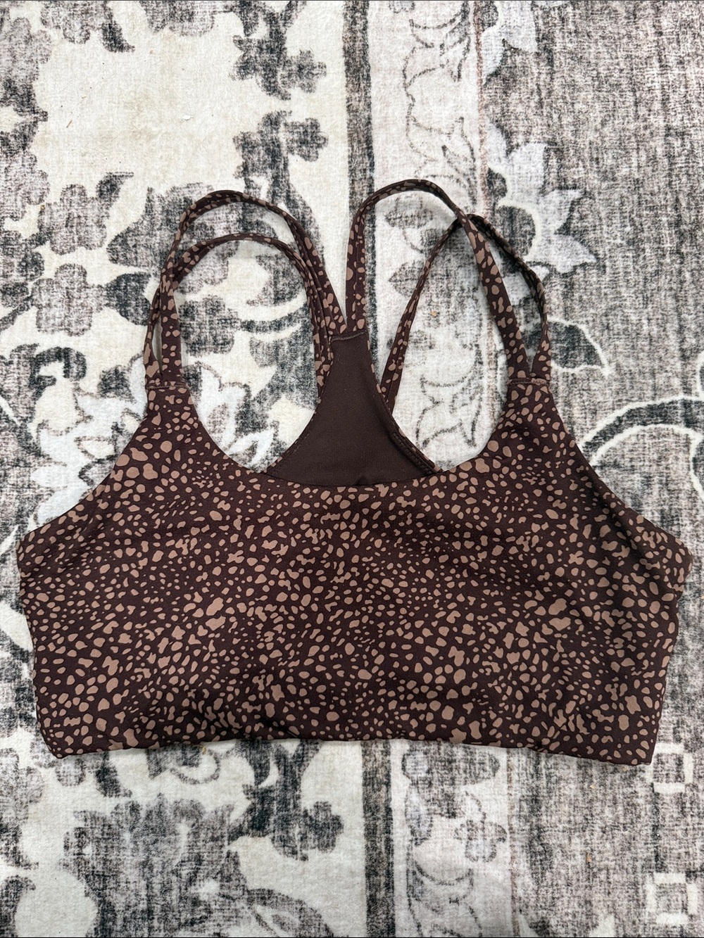 Fabletics Brown Speckled Strappy Sports Bra